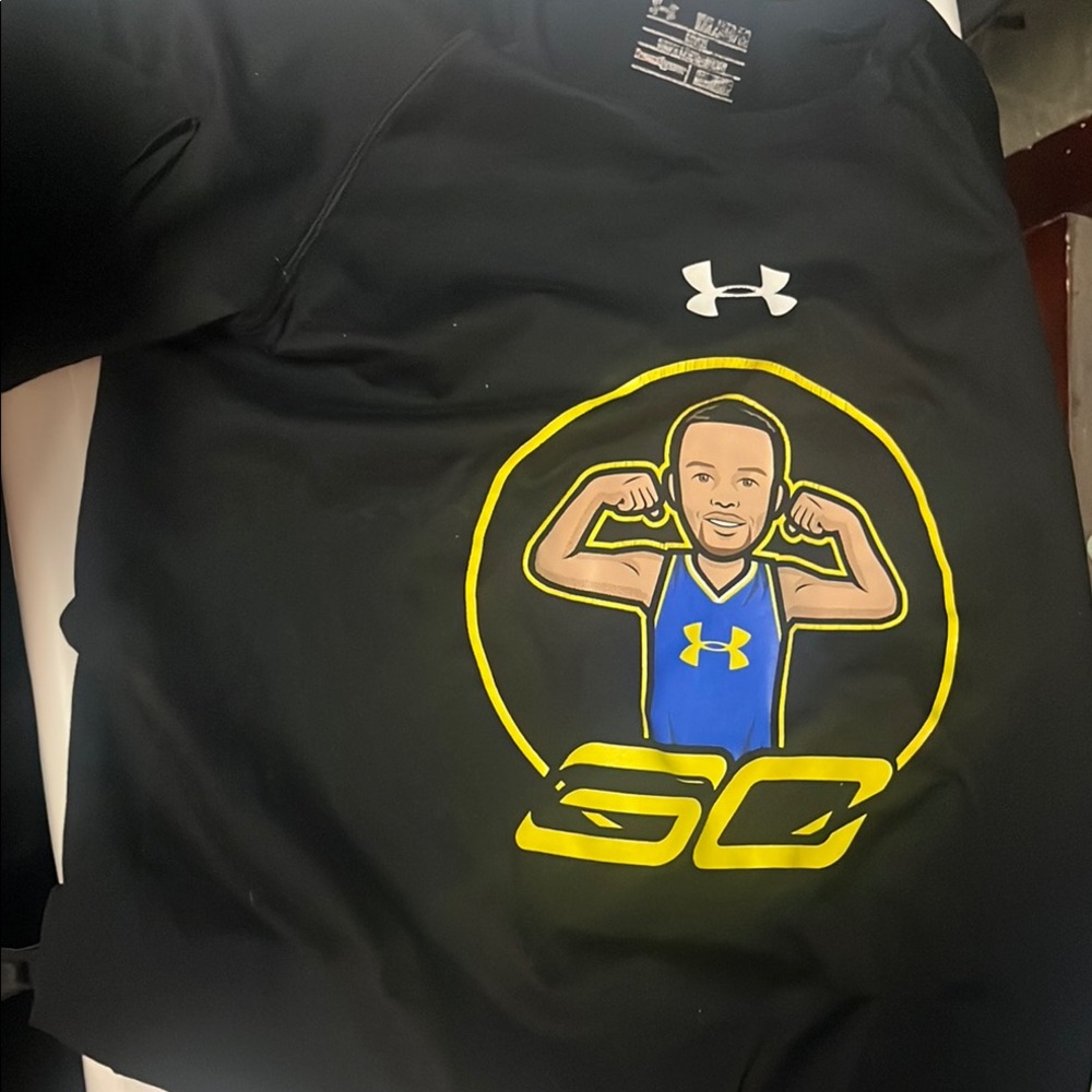 Under Armour Black Sweatshirt with Blue and Yellow Graphic